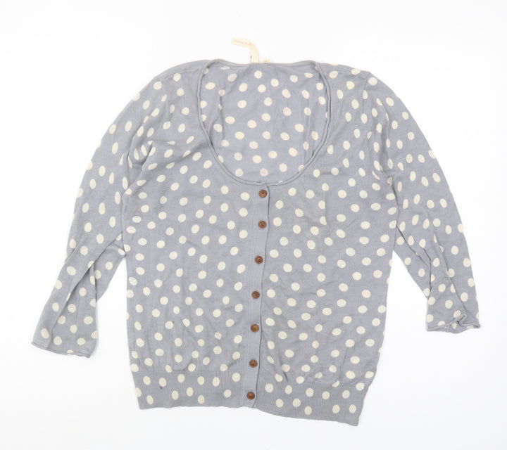 White Stuff Women's Grey Polka Dot Cardigan Size 12