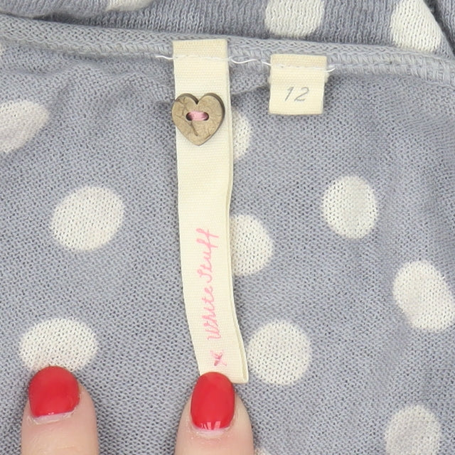 White Stuff Women's Grey Polka Dot Cardigan Size 12