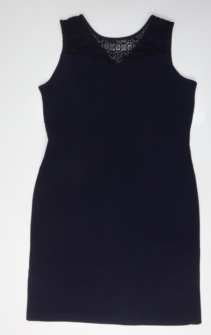 Maya Brooke Women's Black 18 Sleeveless Lace Dress