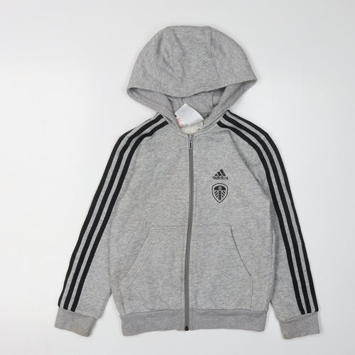 Adidas Boys Grey Full Zip Hoodie 7-8 Years