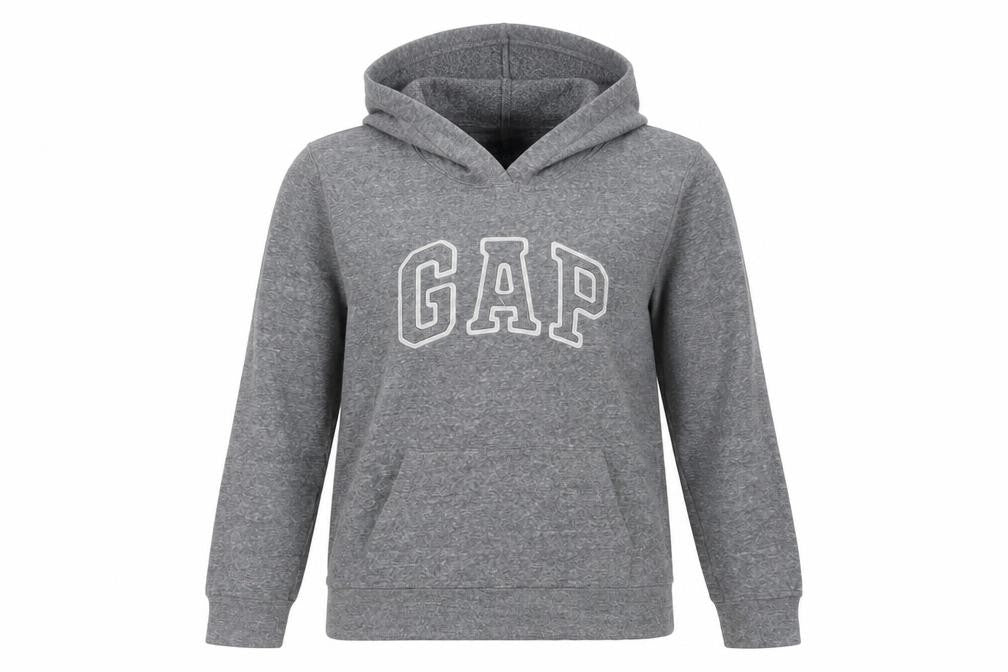 Front view of Gap Women's Grey Pullover Hoodie S - Logo, Casual, Comfy