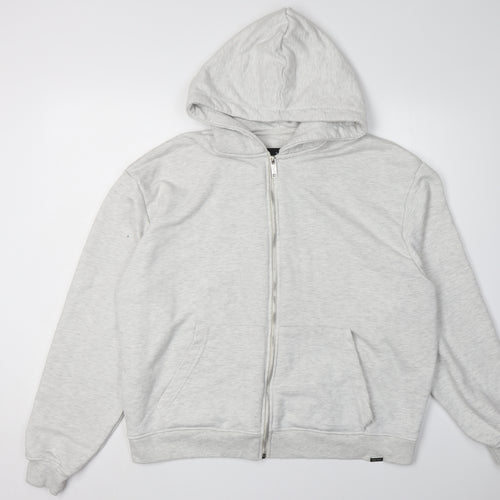 boohooMAN Men's Grey Full Zip Hoodie M