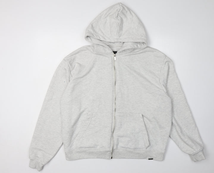 boohooMAN Men's Grey Full Zip Hoodie M
