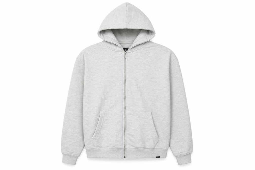Front view of boohooMAN Men's Grey Full Zip Hoodie M