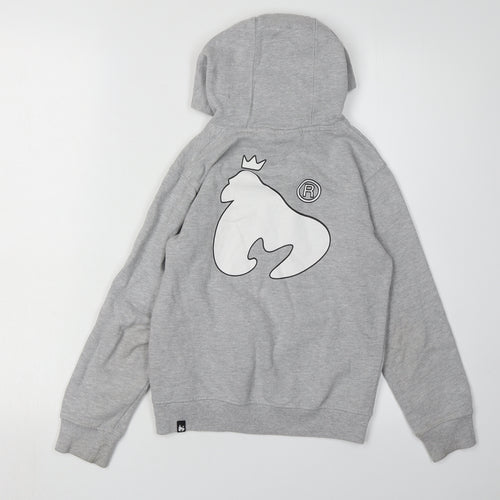 Money Boys Grey Hoodie - Casual Graphic Pullover, Size 8-9 Years