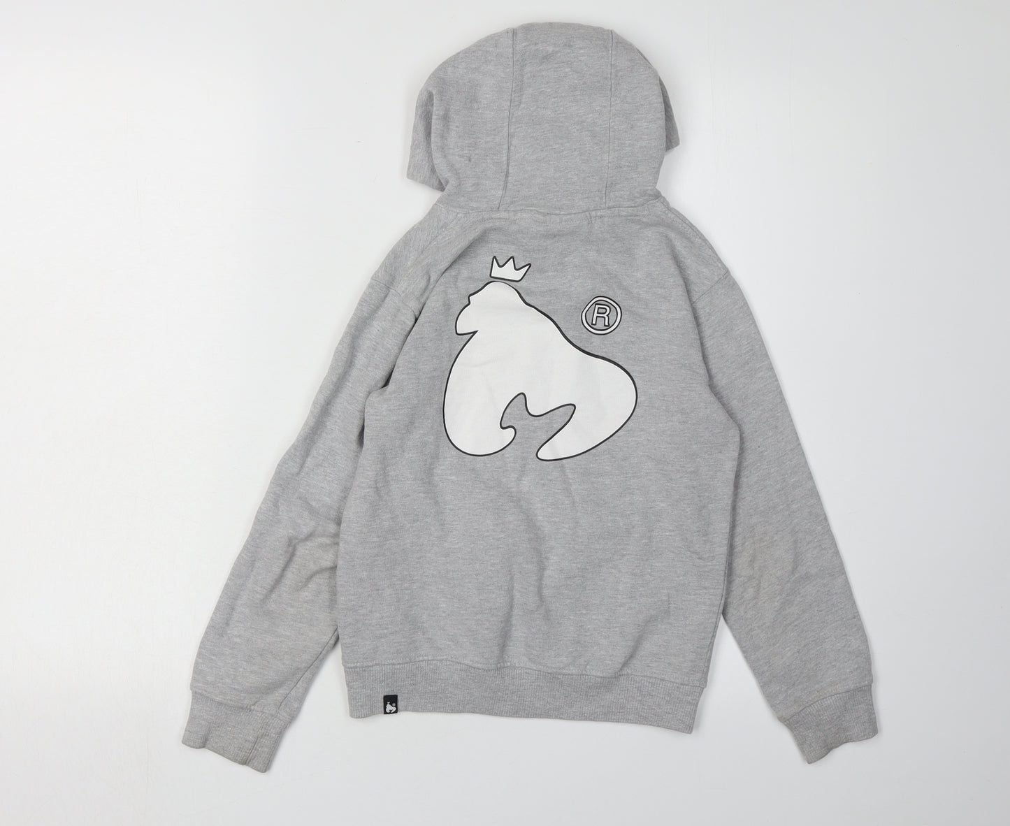 Money Boys Grey Hoodie - Casual Graphic Pullover, Size 8-9 Years