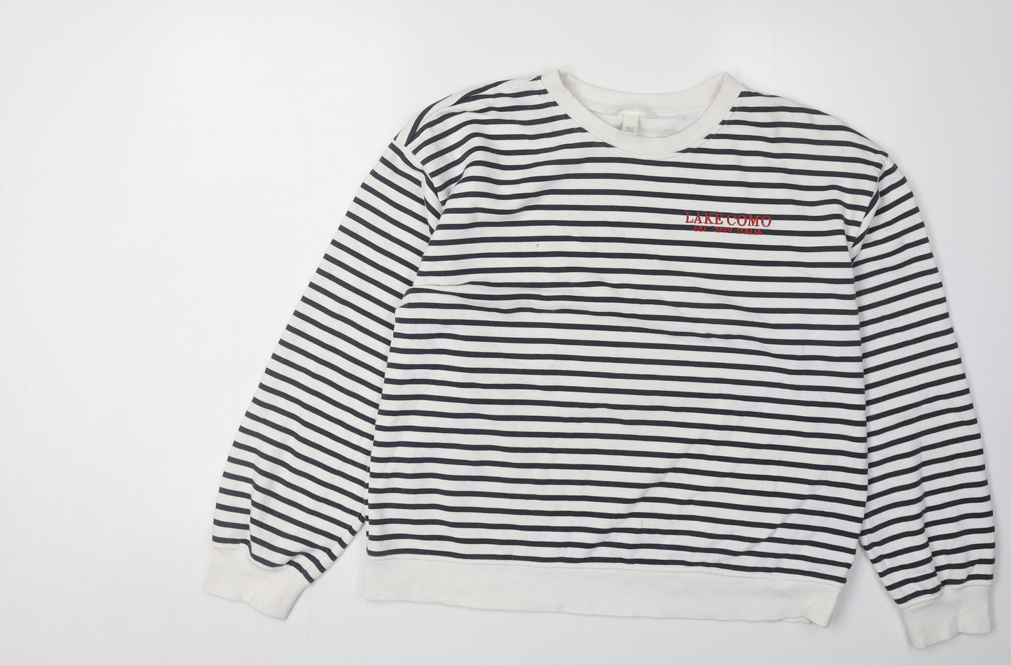 H&M Women's White Striped Sweatshirt M
