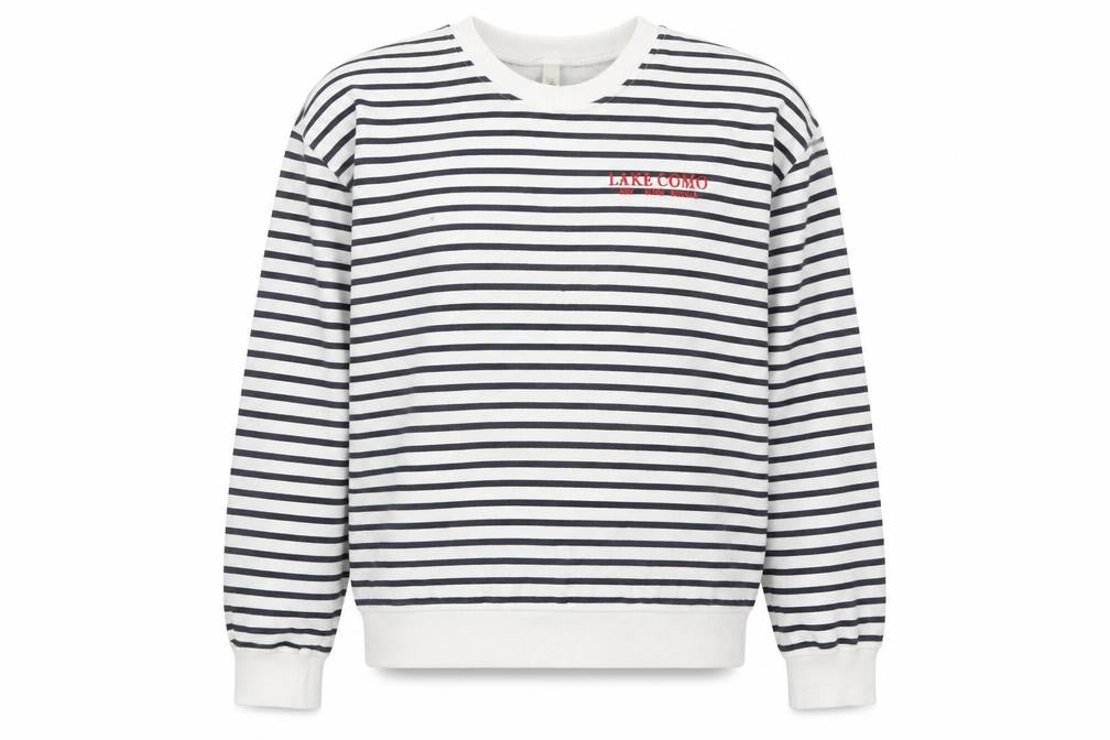 Front view of H&M Women's White Striped Sweatshirt M