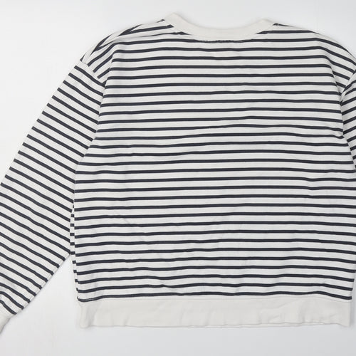 H&M Women's White Striped Sweatshirt M