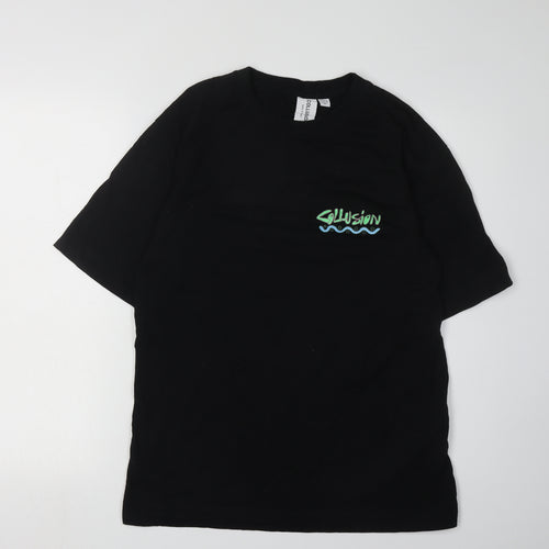 Collusion Unisex Black T-Shirt XL Graphic Short Sleeve