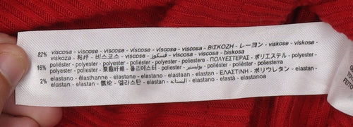 Bershka Women's Red Roll Neck Knit Jumper L