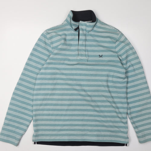 Crew Clothing Men's Green Striped Pullover Sweatshirt M