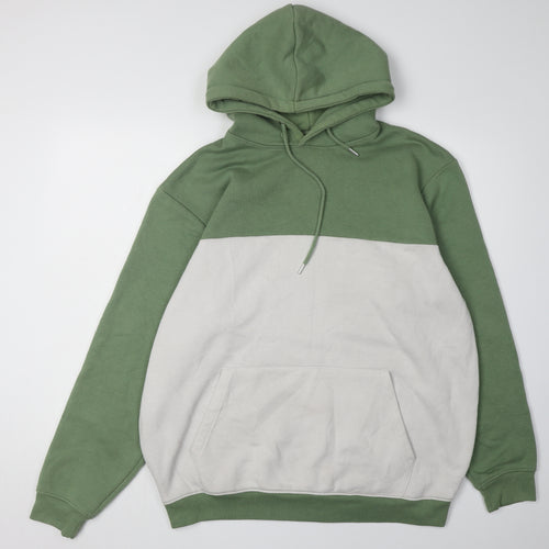 boohooMAN Men’s Green Grey Pullover Hoodie Size L