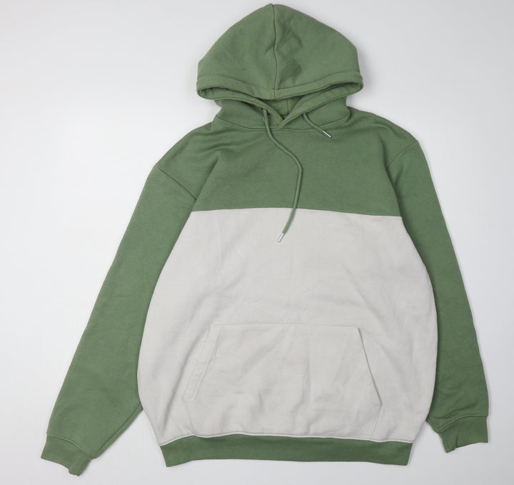 boohooMAN Men’s Green Grey Pullover Hoodie Size L