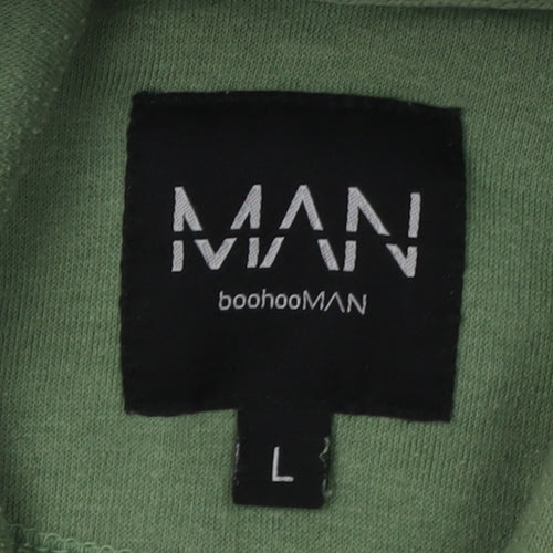 boohooMAN Men’s Green Grey Pullover Hoodie Size L