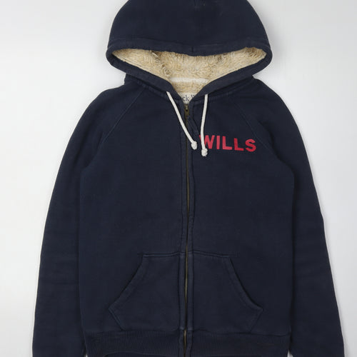Jack Wills Women's Blue Full Zip Hoodie, Size 10