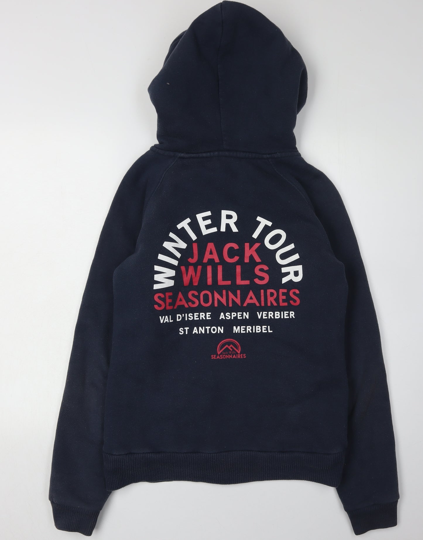 Jack Wills Women's Blue Full Zip Hoodie, Size 10