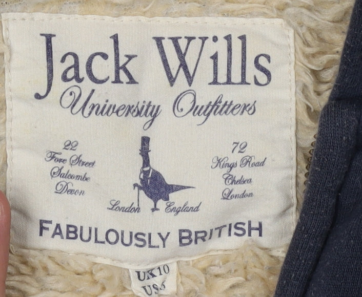 Jack Wills Women's Blue Full Zip Hoodie, Size 10