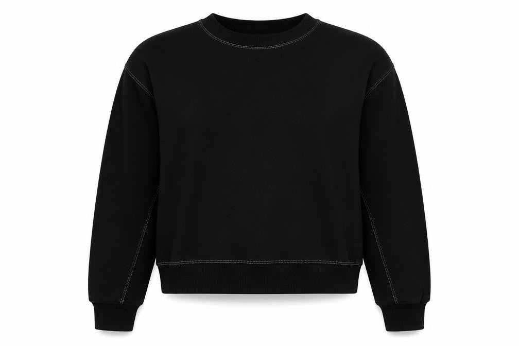 Front view of Pull&Bear Black Women's Sweatshirt, size 10, Cotton Blend