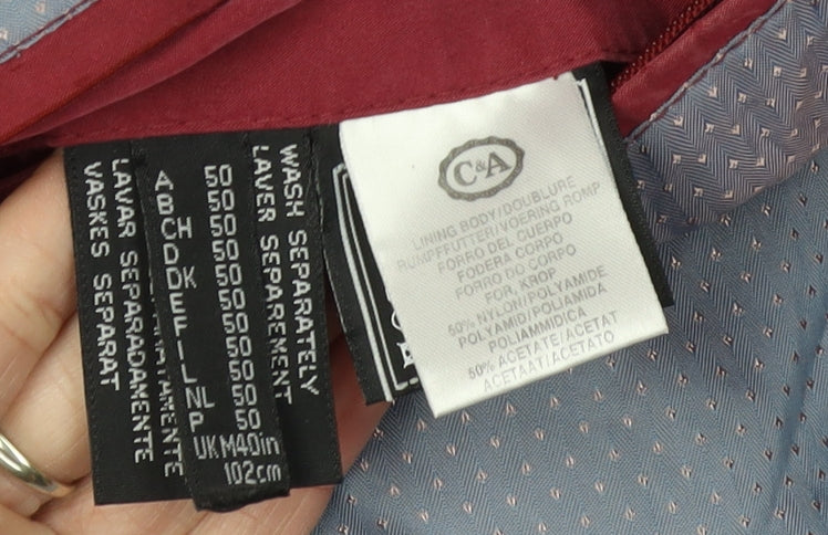 C&A Men's Red Bomber Jacket, Size L, Vintage Style