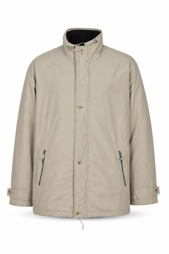 Front view of Frank Eden Men's Beige Regular Fit Autumn Jacket