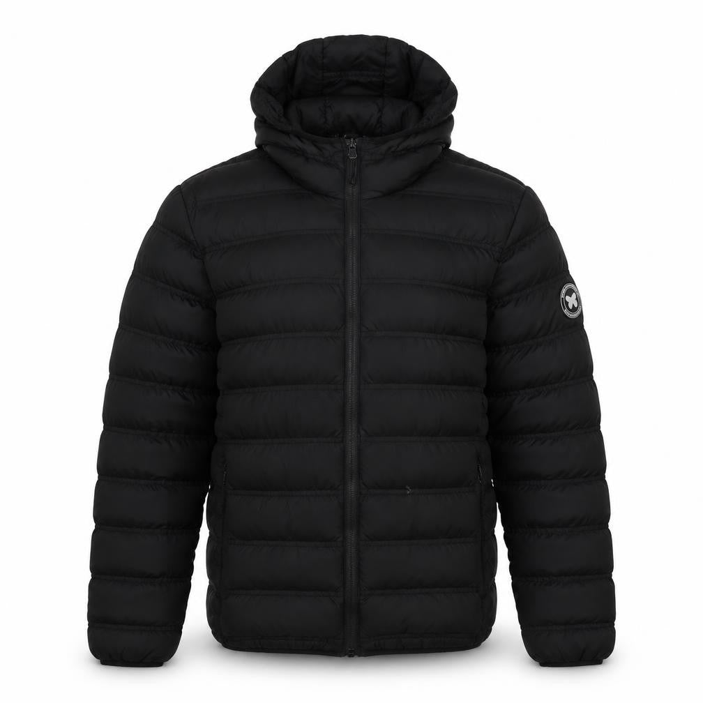 Front view of Good For Nothing Men's Black Puffer Jacket, Small
