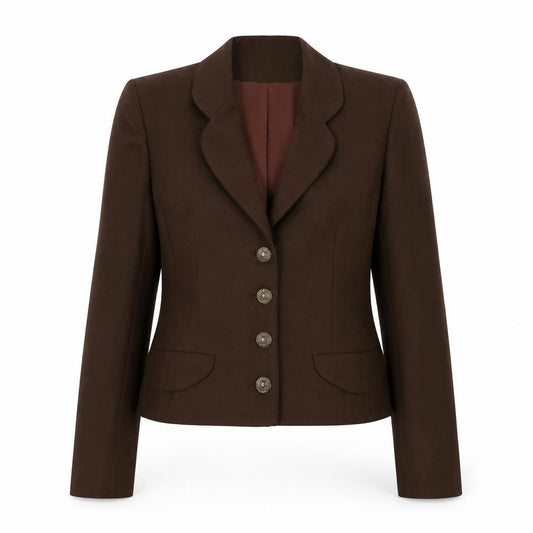 Front view of BHS Women's Brown Wool Suit Jacket, size 10