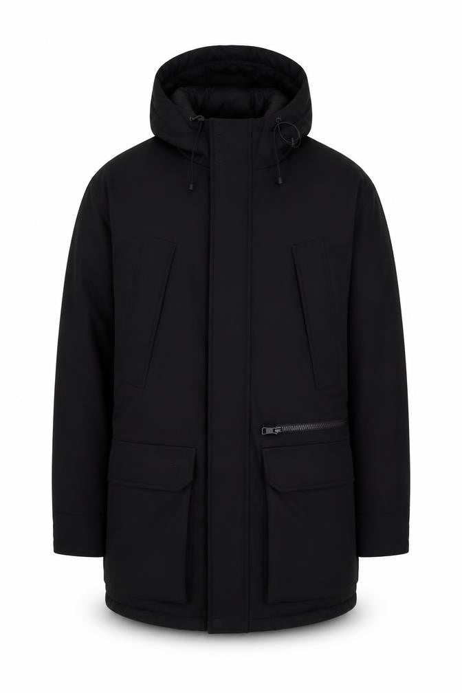 Front view of Marks & Spencer Men's Black Parka Coat S