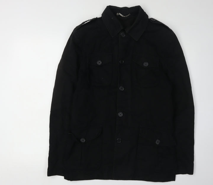 River Island Men's Black Military Jacket S
