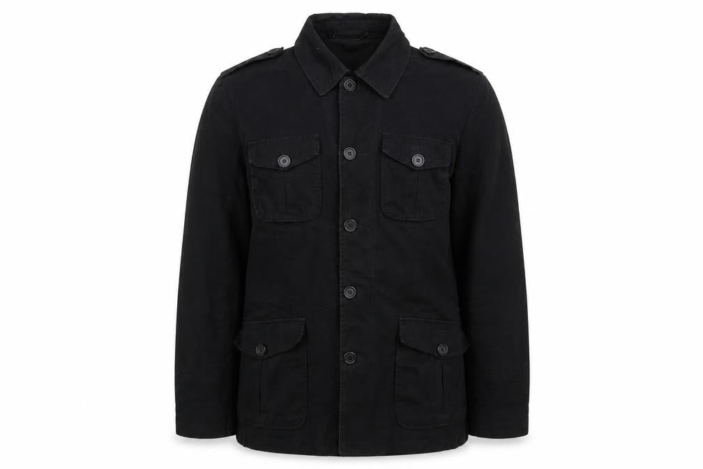 Front view of River Island Men's Black Military Jacket S