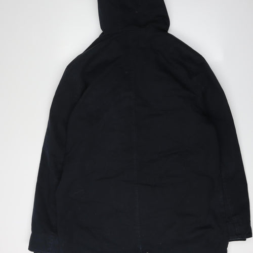 Topman Men's Black Parka Jacket L Hooded Polyester