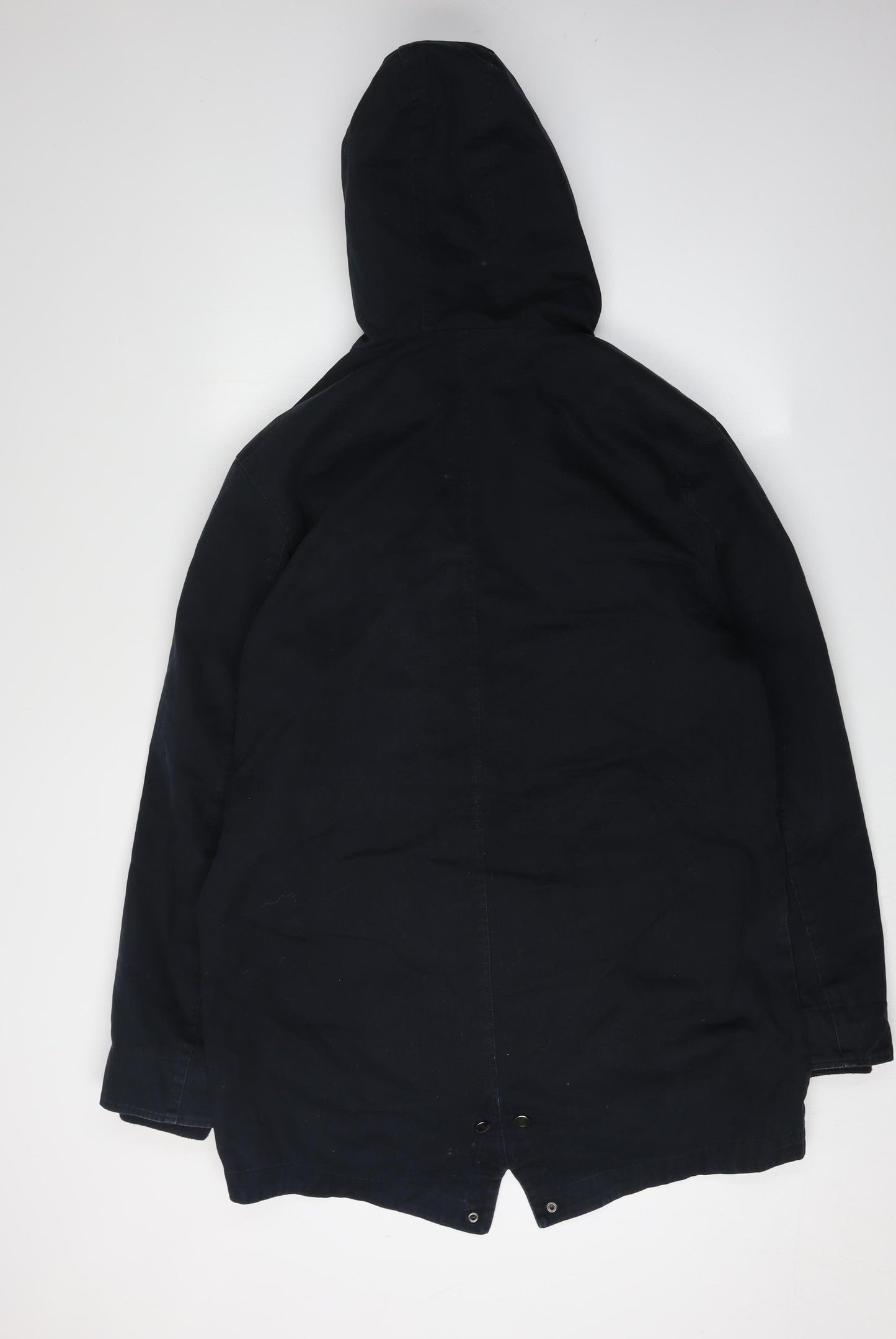Topman Men's Black Parka Jacket L Hooded Polyester