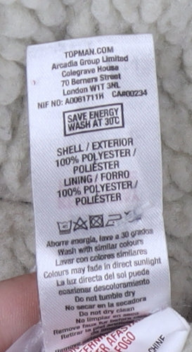 Topman Men's Black Parka Jacket L Hooded Polyester