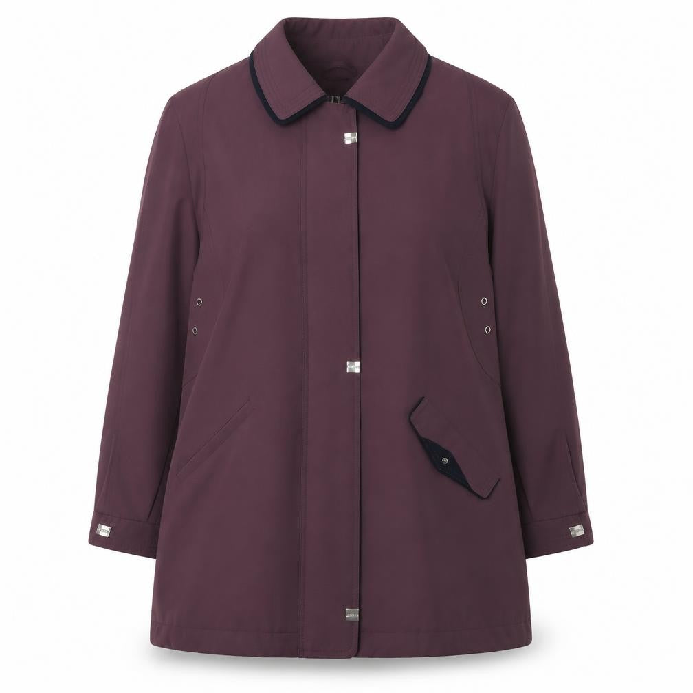 Front view of David Barry Women's Purple Mid-Length Coat, size 22