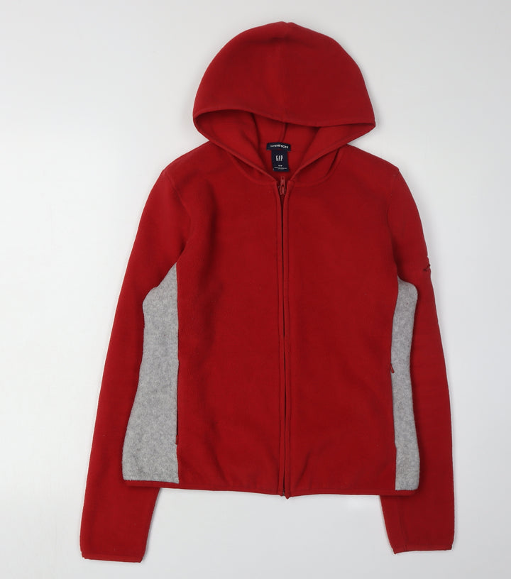 GAP Women's Red Fleece Hoodie Jacket Size S