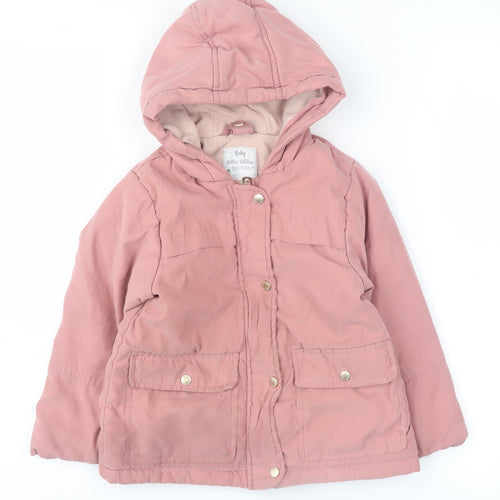 Vertbaudet Girls Pink Hooded Coat 3 Years with Pockets