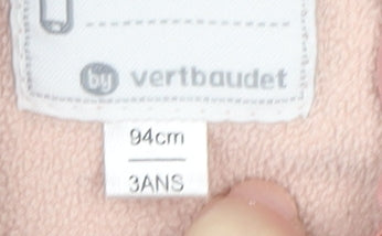 Vertbaudet Girls Pink Hooded Coat 3 Years with Pockets