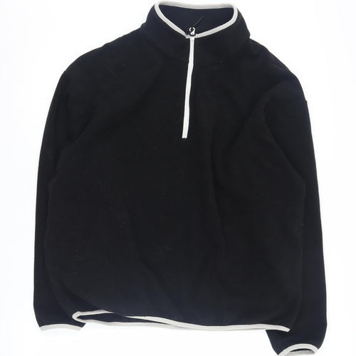 ASOS Black Fleece Sweatshirt, Unisex, L, Zip Neck