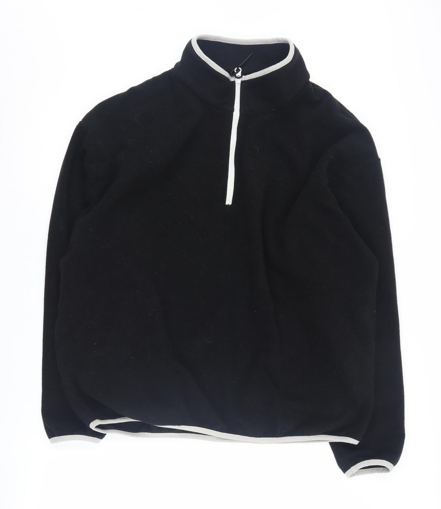 ASOS Black Fleece Sweatshirt, Unisex, L, Zip Neck