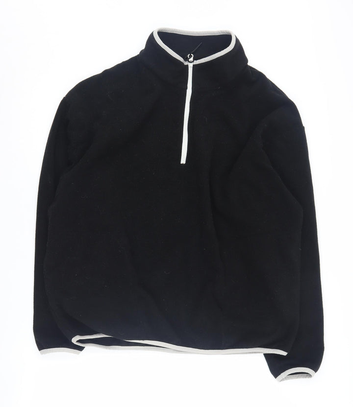 ASOS Black Fleece Sweatshirt, Unisex, L, Zip Neck