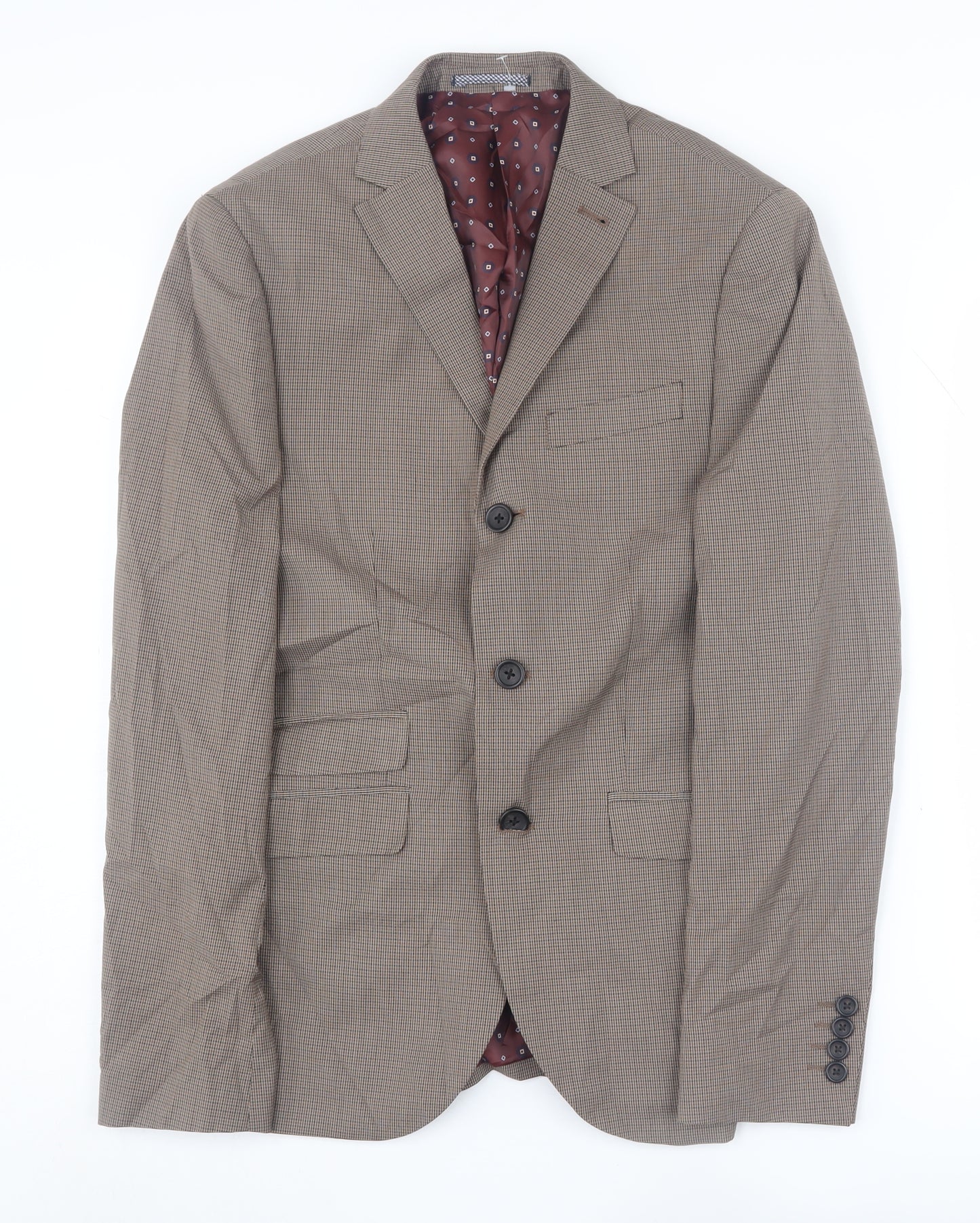 Next Men's Brown Check Blazer 36R Regular Fit