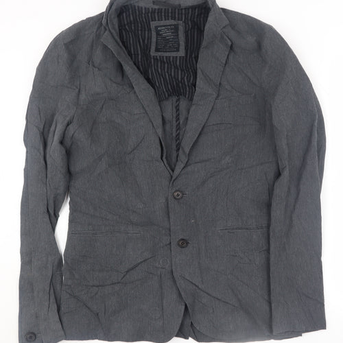 AllSaints Men's Grey 36 Blazer, Casual, Two-Button