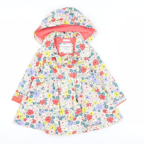 John Lewis Girls Floral Hooded Coat Multicoloured 2 Years