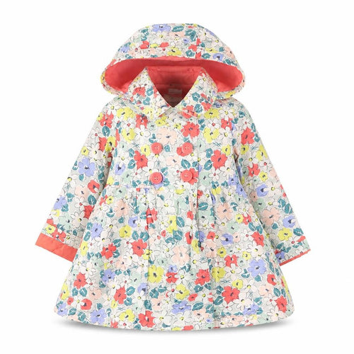John Lewis Girls Floral Hooded Coat Multicoloured 2 Years