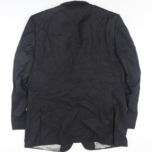 Aquascutum Men's Black Long Wool Blazer - Size 48L