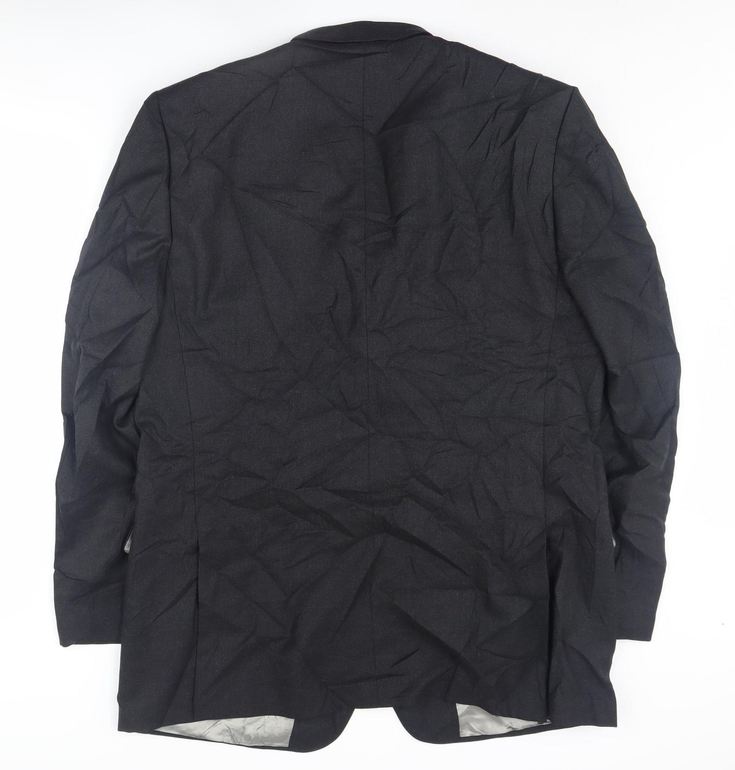 Aquascutum Men's Black Long Wool Blazer - Size 48L