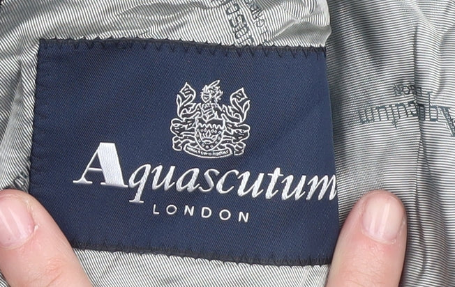 Aquascutum Men's Black Long Wool Blazer - Size 48L