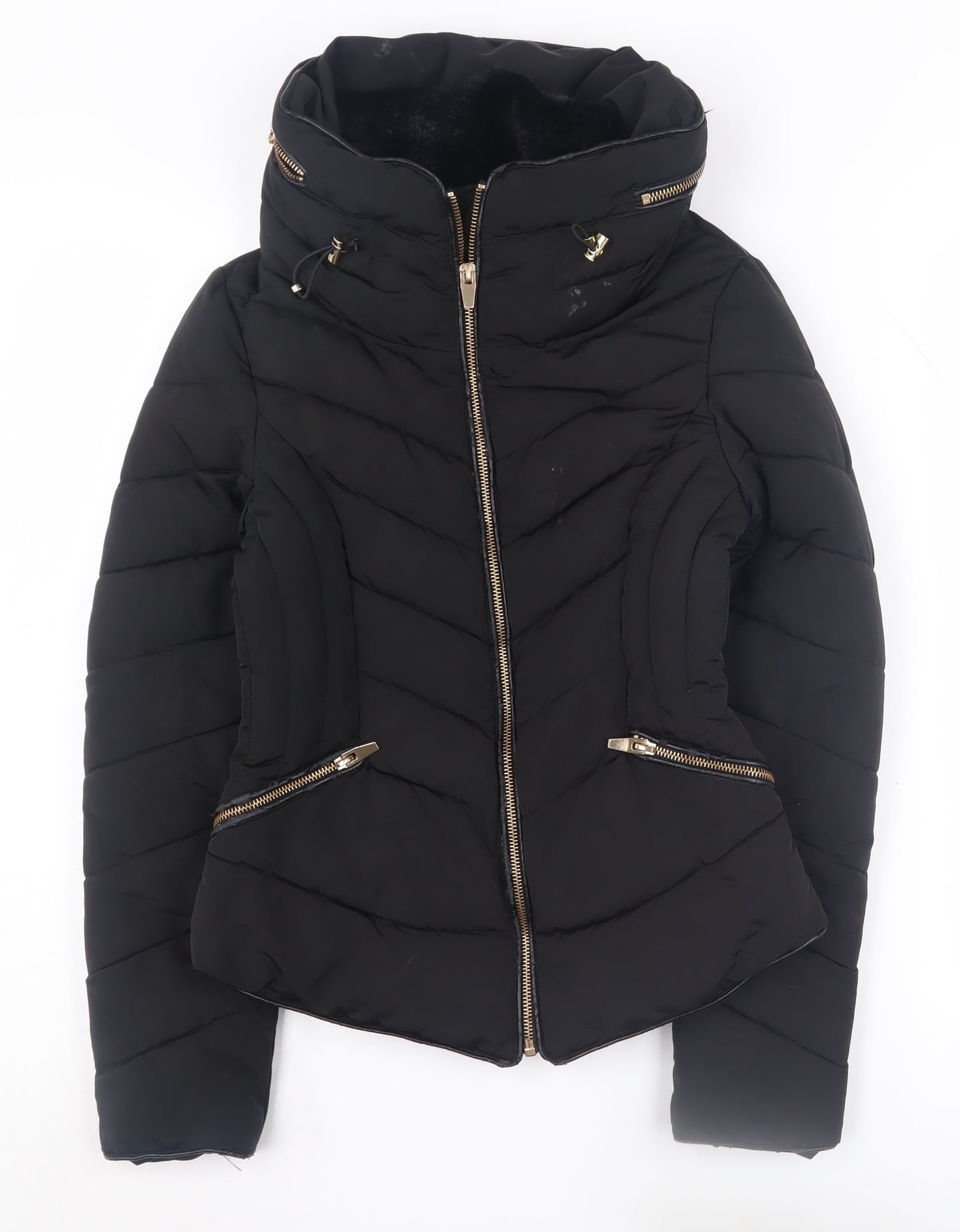 Zara Women's Black XS Puffer Jacket Winter Casual
