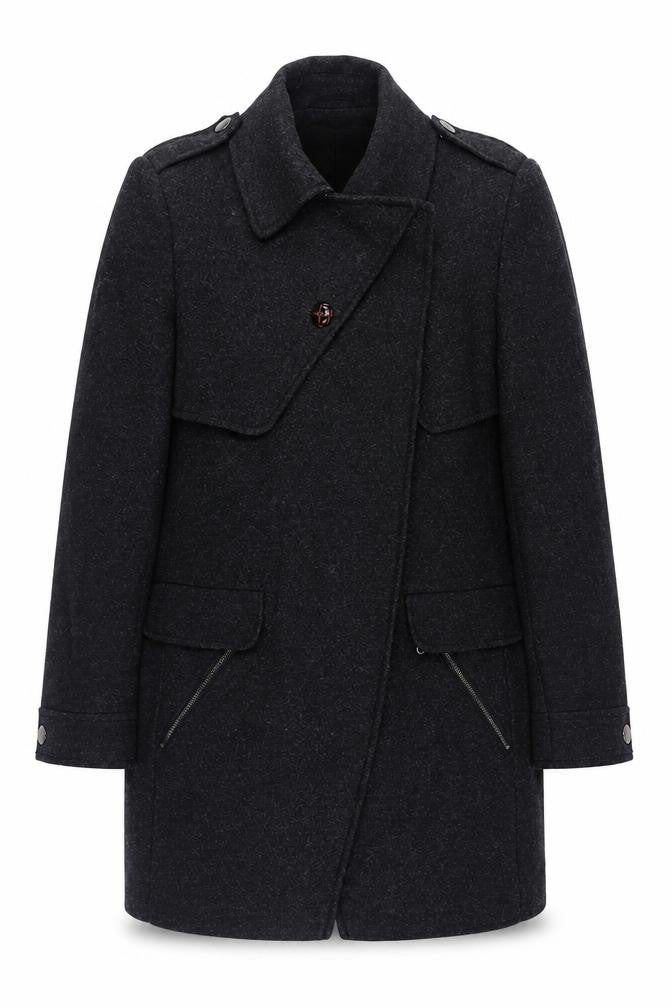 Front view of Marks & Spencer Women's Black Wool Overcoat, size 12