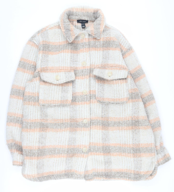 New Look Women's Multicoloured Plaid Long Jacket